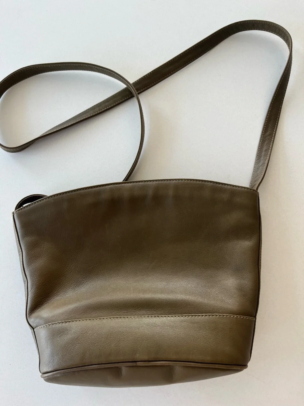 Vintage Paloma Picasso Italian Leather Olive Green Shoulder Bag Gold X Hardware
